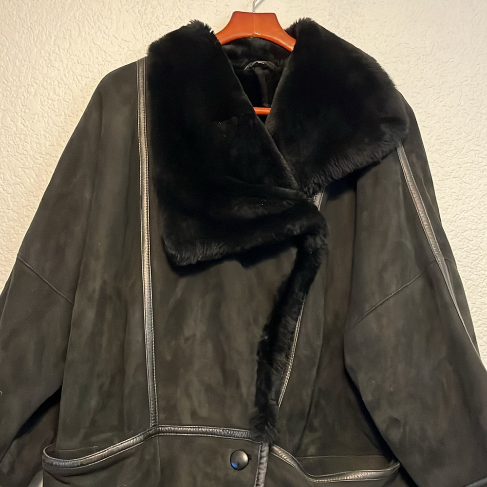Vintage Christia Hana K Suede Fur Black Coat - Picture 8 of 17